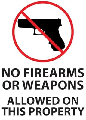 ZING 2764 Eco Security Window Decal, No Firearms or Weapons, 7Hx5W, Recycled Polystyrene Self Adhesive, 2/pk