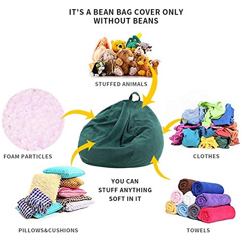 Nobildonna Bean Bag Chair Cover (No Filler) For Kids And Adults. Extra Large 300L Beanbag Stuffed Animal Storage Soft Premium Corduroy #TOP3