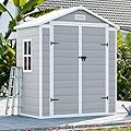 6x3 Shed Resin Outdoor Storage with Floor Included, Waterproof Lockable Small Plastic Garden Tool Sheds