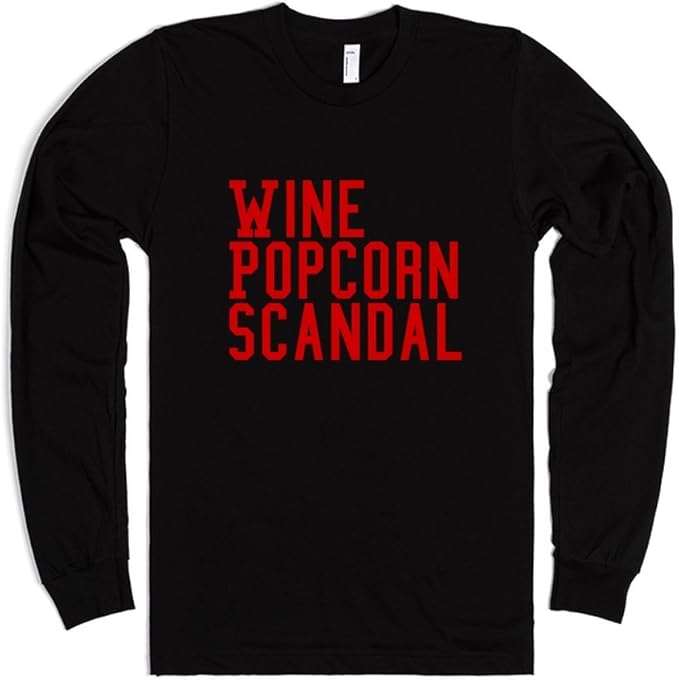 Wine, Popcorn, Scandal XL Black TShirt Scandal Shirts Ropa, Zapatos y