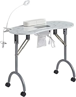 CHAOEEMY - Manicure Table Foldable with 3 Cleaning Bags and LED Light, Manicure Table with Electric Fan, Wrist Cushion, St... Price In India