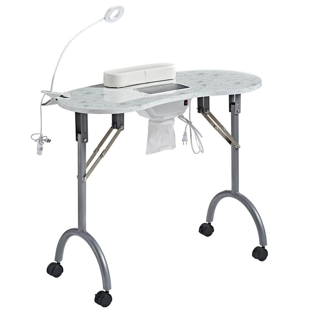 CHAOEEMY - Manicure Table Foldable with 3 Cleaning Bags and LED Light, Manicure Table with Electric Fan, Wrist Cushion, St... - Review, Price and Buying Guide