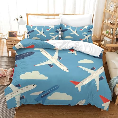 Parure de couette avion imprimé 3D microfibre de prestige Super King