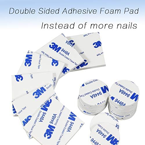 50 Pcs Double Sided Sticky Pads White, Adhesive Foam Pads Mounting Pads Tape, Squares and Round
