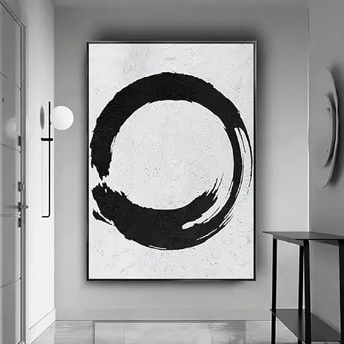 DFZEWKI Black and White Abstract Painting with Lines Modern Large Wall Art Canvas for Living Room Decor(30x40cm(12x16in)/No frame)