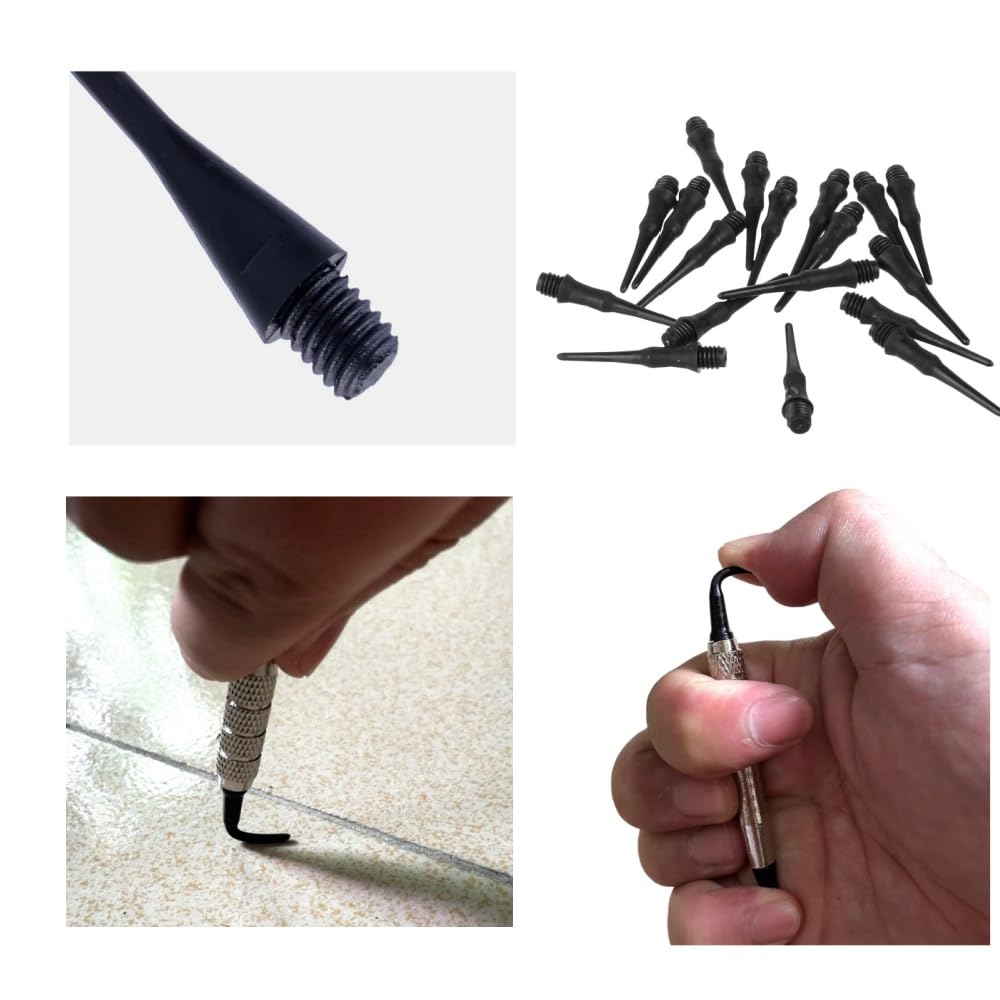 Puntas de dardos de plástico negro, suaves y estables