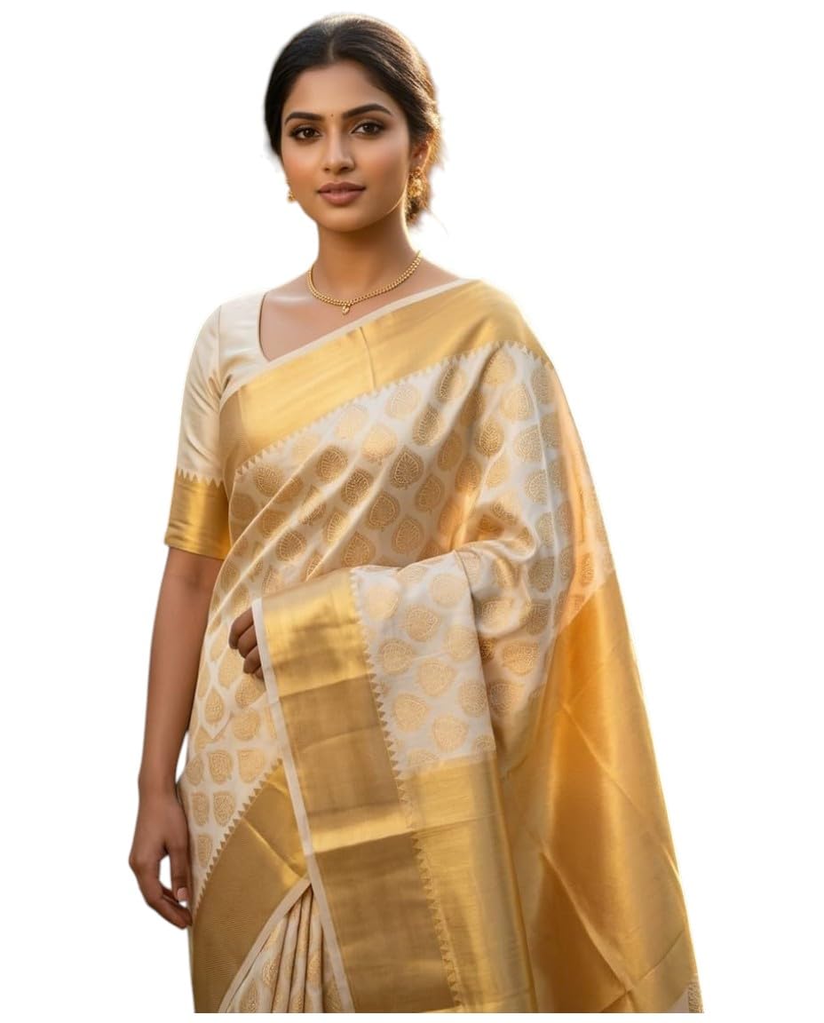 vasttram Women's Pure Soft Kanjivaram Kanchipuram Zari Silk Saree With Blouse Piece-picture-33