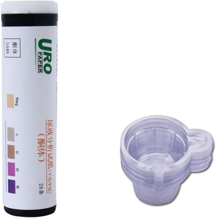 Ketone Strips, 28pcs Urinary Ketone Test Paper Home Ketosis Urine Urinary Test with 26pcs Urine Cups (2A)