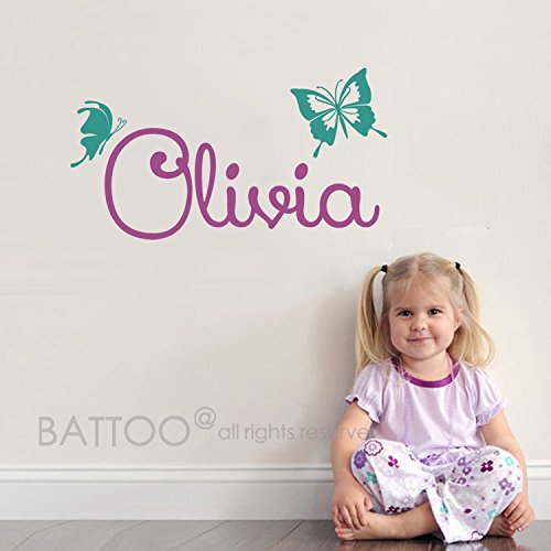 BATTOO Personalized Childrens Wall Decal Girls Name Wall