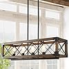 Farmhouse Chandelier for Dining Room, 5-Light Rectangular Chandelier, Wood Kitchen Island Lighting, 31.5'' L