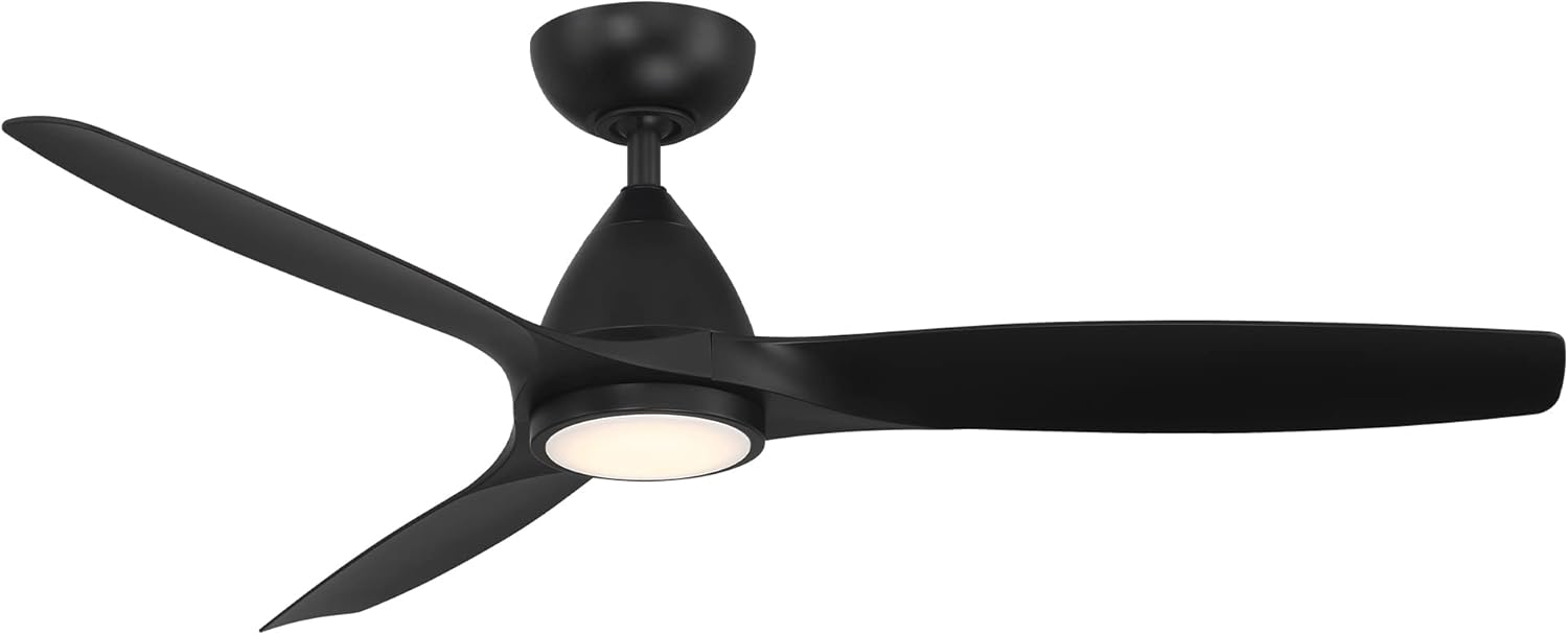Skylark Smart Indoor and Outdoor 3-Blade Ceiling Fan 54in Matte Black with Adjustable CCT 2700K-3000K-4000K-5000K LED Light Kit and Remote Control works with Alexa and iOS or Android App