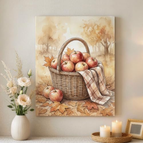 Lienzo para pared rústico de manzanas rojas de 16x20 que llena de color tu baño