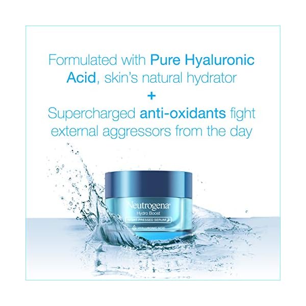 Neutrogena Hydro Boost Night Pressed Serum, Hyaluronic Acid Facial Moisturizer for Normal to Extra Dry Skin, Delivers Overnight Hydration for Restored, Revitalized, Dewy Skin, 1.7 oz