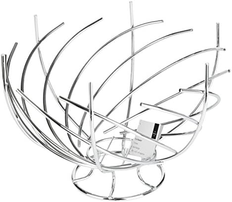Premier Housewares 509291 Metal Fruit Basket Small Hook Fruits Basket Chrome Finish Fruit Basket Wire Fruit Bowl Wire Basket Table, Silver, 38 X 30 X 28 cm