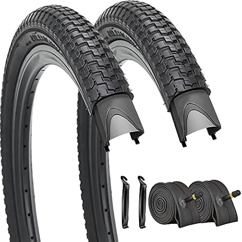 SIMEIQI 2 Pack 20x2.125 Bike Tires with 2 Inner Tubes 2 Levers Replacement Bicycle Tire for City Road Park Pavement Sand Trail Cover