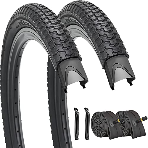 SIMEIQI 2 Pack 20x2.125 Bike Tires with 2 Inner Tubes 2 Levers Replacement Bicycle Tire for City Road Park Pavement Sand Trail
