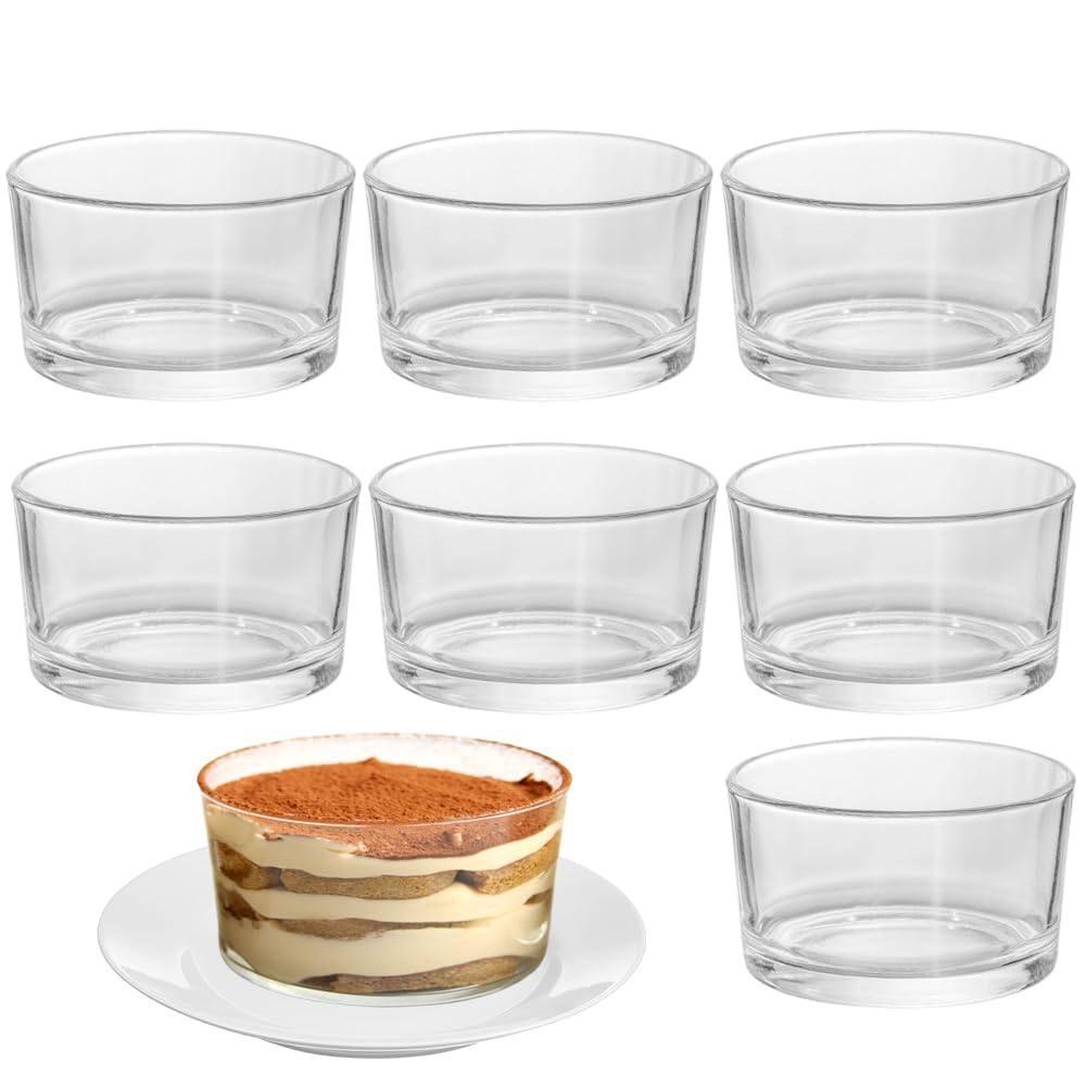 Set di 8 bicchieri da dessert trasparenti da 200 ml, piccole ciotole in vetro per dessert, per tiramisu, panna cotta, gelato, budino, cereali, yogurt, marmellata e dolci