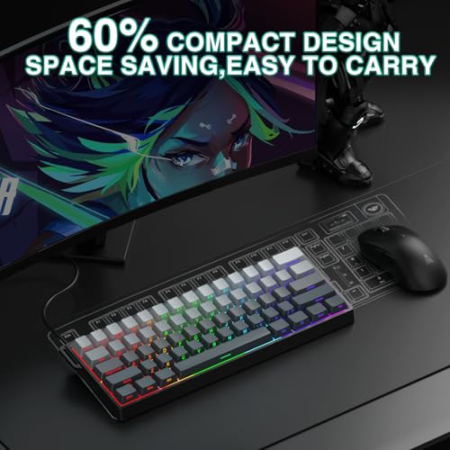 Image of Aula WIN60 HE - 60% Mechanical Gaming Keyboard Wired, Hall Effect Magnetic Switch Hot Swappable,8000 Hz Polling Rate, RGB Keyboard 60 Percent Compact Design for PC (Gradient Gray)