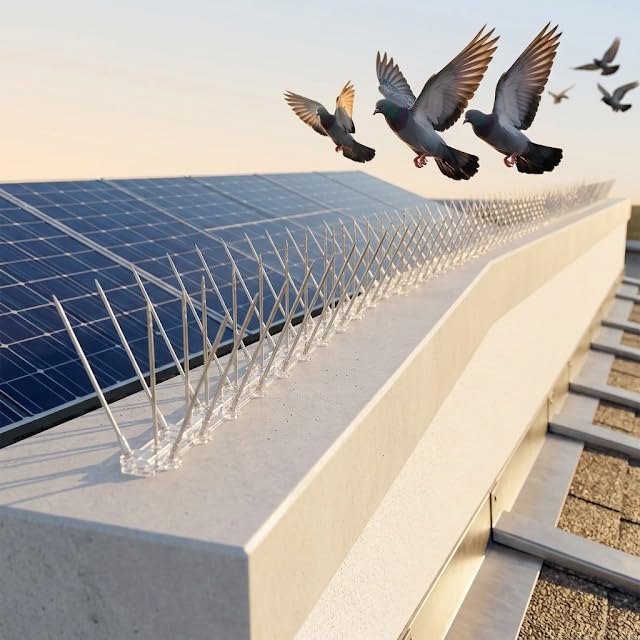 Image of Birrd Spikes for Balcony & AC Outdoor I Transparent Polycarbonate Bird Deterrent Spike | Pigeon Control | Anti Roosting Spikees for Terrace, Window, Solar Panels (Regular Bird Spike Pack of 10)