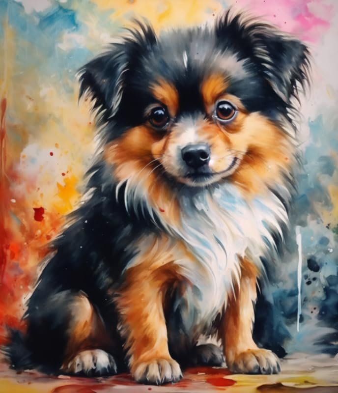 Paint by Numbers for Adults Graffiti Pomeranian Painting by Number for Adults DIY Digital Painting for Beginners Wall Decor Drawing Art Decor,40x50cm No Frame