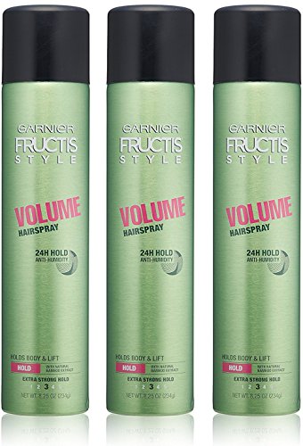 Garnier Fructis Style - Volume Hairspray - 24H Hold Anti-Humidity - Extra Strong Hold (3) - Net Wt. 8.25 OZ (234 g) Per Can - Pack of 3 Cans (Packaging / Designs Vary)