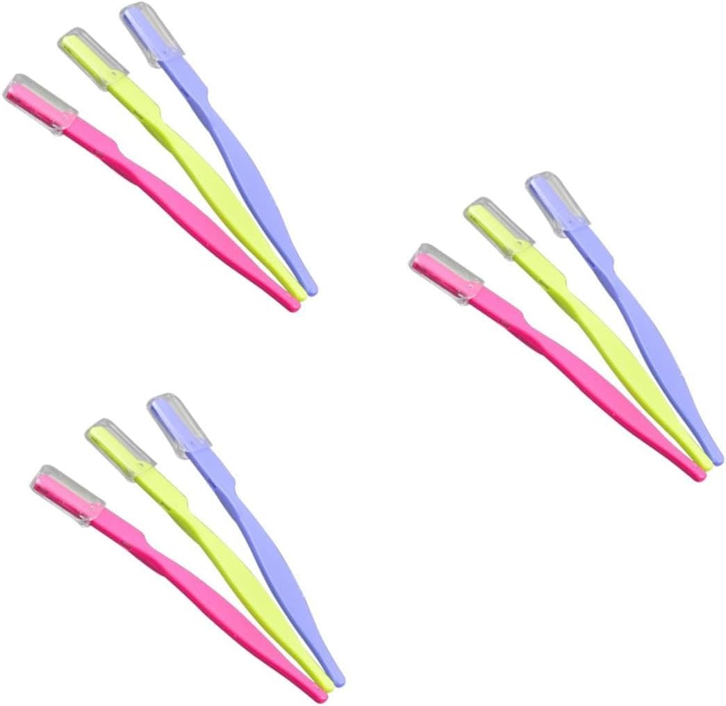 9pcs Eyes Brow Trimmer Scissors Portable Hair Shaper Stainless Steel Razor Scraper Safety Cover Eyebrow Shaper for Women