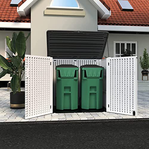 Kinying Larger Outdoor Storage Shed Weather Resistance, Horizontal Outdoor Storage Box Waterproof For Garden, Patios, Backyards, 48 Cu.ft Capacity For Bike, Garbage Cans, Lawn Mower, Garden Tools #TOP5
