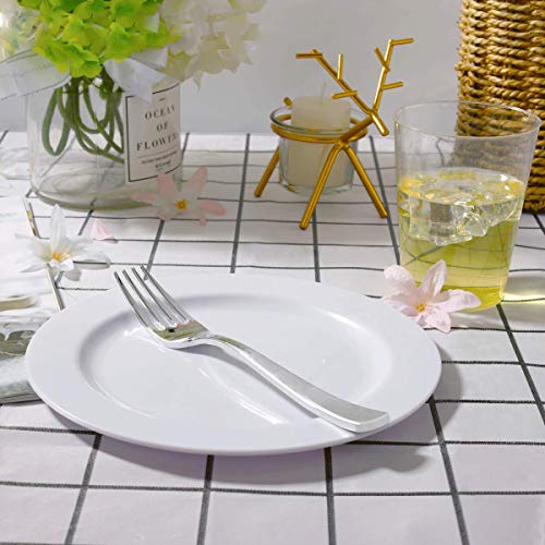 I00000 50 Pcs White Plastic Dessert Plates, 7.5 Inch Disposable Salad Plates, Premium Appetizer Plates For Party, White Plastic Plates For Wedding #TOP3