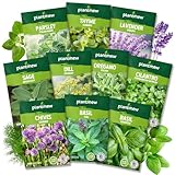 PLANTMEW 10 Herb Seeds Variety Pack - 7,000+ Heirloom Non-GMO Seeds - Basil, Cilantro, Lavender, Parsley, Dill, Thyme, Chives, Oregano, Sage, Herb Garden Kit for Planting Home Garden, Gardening Gift