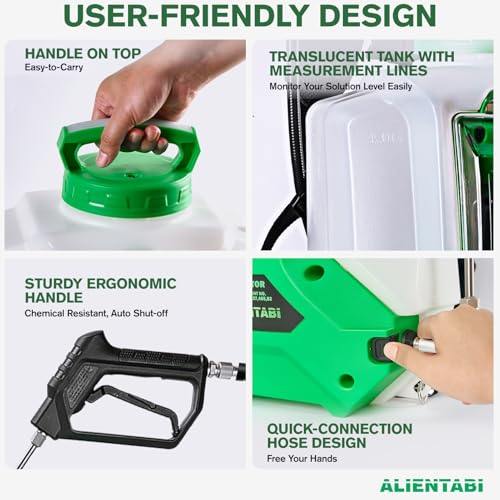 ALIENTABI Battery Backpack Sprayer, Battery Powered Backpack Sprayer 36/65 PSI for Low Budget in Lawn and Garden 4GL for Weed/Pest Control, Watering - Image 3