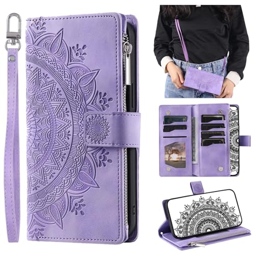 Étui portefeuille Samsung S24 en cuir violet de haute qualité avec rabat chic