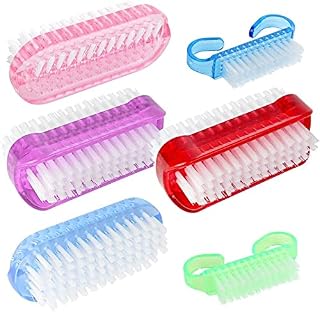 6 PCS Nail Clean Brush Cleaning Scrubbing Brushes 4 PCS Double Sided Nail Brushes 2 PCS Handle Nail Brush Vertical Cleaning Scrubbing Brush for Toes Nails Hands Garden Home Salon Use