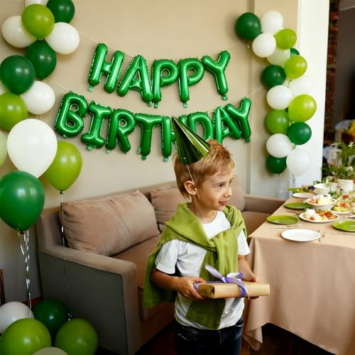 Image of Happy Birthday Balloon Banner Set -16 Inch Foil Letters Balloons, Reusable Birthday Decorations and Party Supplies, Suitable for Men and Women's Birthday Decorations (Green)
