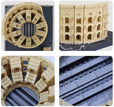 Detailed views of the Roman Colosseum building block model during assembly
