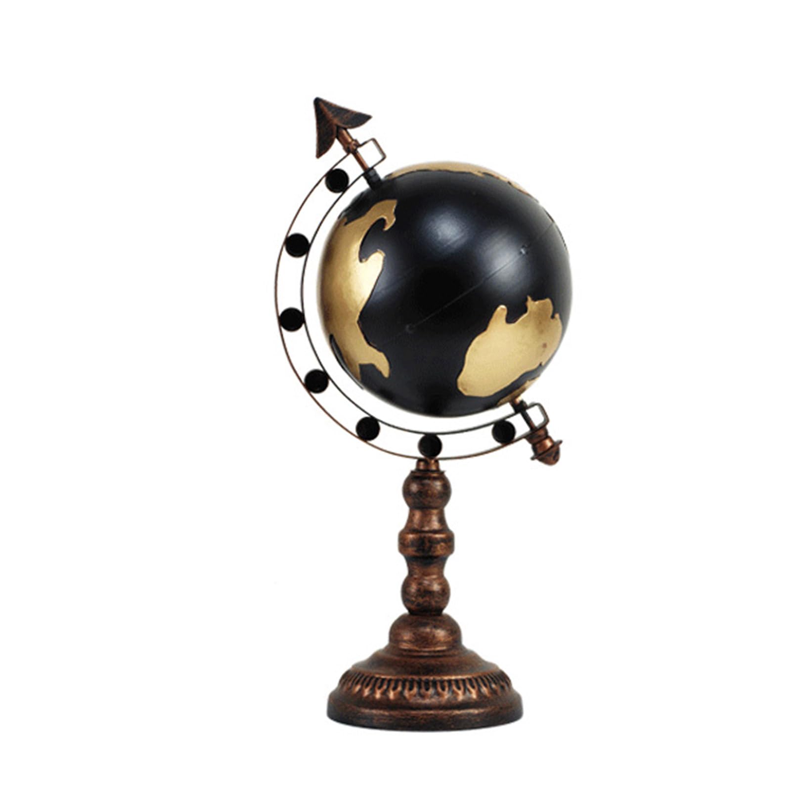 Mappamondo vintage in ferro con base di supporto, ornamento rotante mappamondo per migliorare la casa