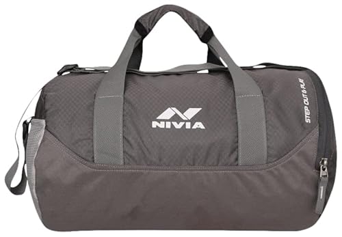 NIVIA Beast Gym Bag-4 Polyester/Unisex Gym Bags/Shoulder Bag for Men & Women with Separate Shoes Compartment/Carry Gym Accessories/Fitness Bag/Sports & Travel Bag/Sports Kit (Grey)