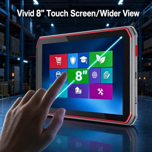 Image of Bix Upgraded Rugged Android Tablet with Barcode Scanner, 8 inch IP66 Waterproof Ruggedized Tablet with Octa-core CPU,Android 13, 4GB RAM,64GB Storage, WiFi, Business Tablet for Assets Tracking