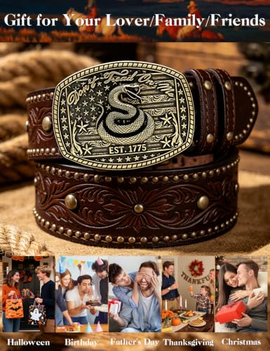 Image of Turquoise Belt Buckle for Men Western Texas Longhorn Bull Rodeo Belt Buckle American Cowboy Chic Gift