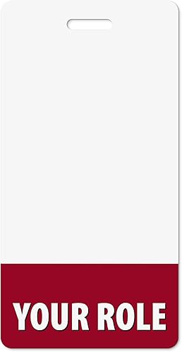 Personalizado Badge Buddy en color burdeos Vertical Tarjeta de respaldo de doble cara Duradera y resistente al agua, ideal para profesores,