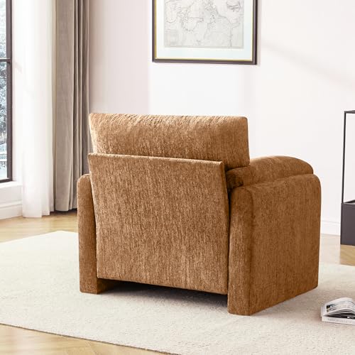 Image of Howjoe Chenille Oversized Armchair, 38.6' inch Wide Accent Chairs for Living Room & Bedroom Modern Lounge Chair, Upholstered Mid-Century Reading Chair (Rustic Bronzing Cloth, 1 Pack)