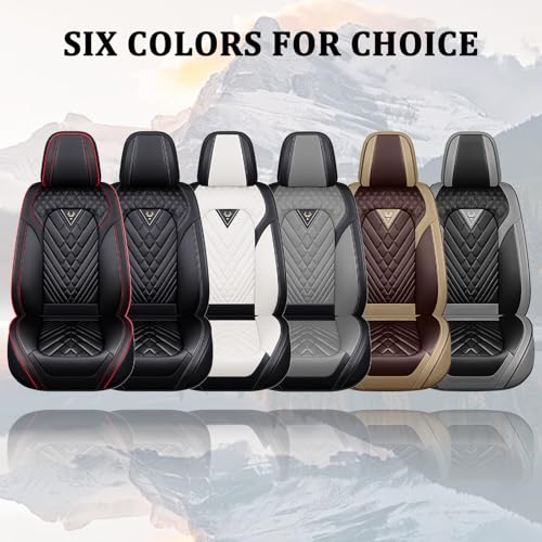 Image of Car Seat Covers Front Seats for Subaru Crosstrek 2016-2026, Waterproof Nappa Leather Car Seat Covers, Full Coverage Car Seat Covers Sets(2 Seats /Black Gray)