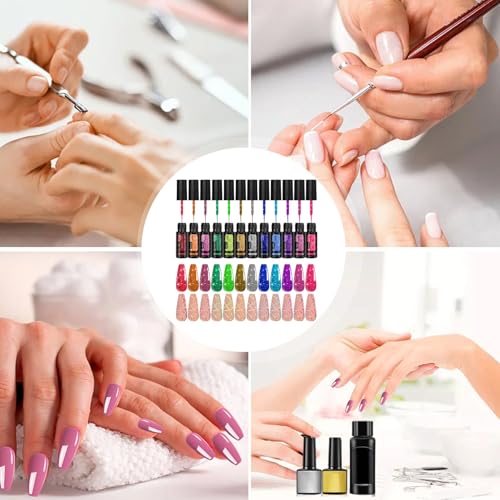Esmalte decorativo en 12 colores gel purpurina kit delineador reflectante uñas casa 4