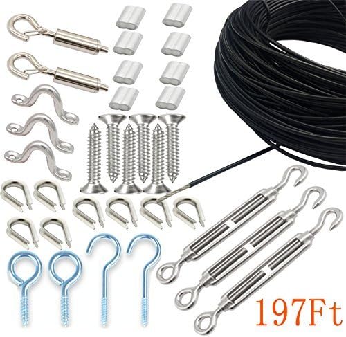 UNIYO Globe String Light Suspension Kit - 197Ft Stainless Steel Globe Lights Kit Outdoor Light Guide Wire