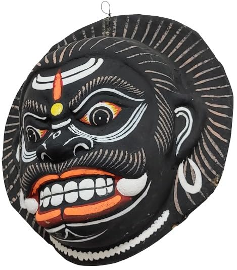 Mukherjee Handicrafts Paper Wall Hanging Mask (22 x 21 cm, Multicolour) Chhau Mask Puruliya West Bengal 1