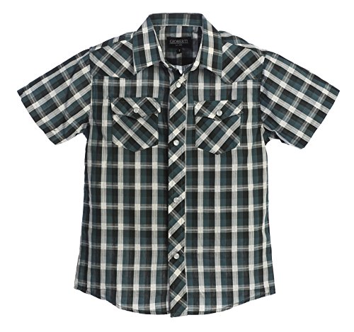 Image of Gioberti Boys Casual Western Plaid Pearl Snap-on Buttons Short Sleeve Shirt