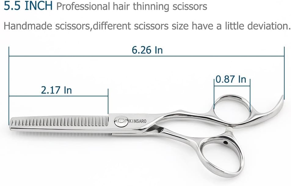 5.5" Barber Hair Scissors Thinning Scissors 440C Professional Thinning Shears Barber Scissors Barber Scissors 28 Teeth Convex Edge Kinsaro : Beauty & Personal Care