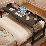 WYWY Überbetttisch Mit Rollen | Höhenverstellbarer Multifunktionstisch für Bett und Krankenhaus | Für Laptop, Essen & Lesen(Black)