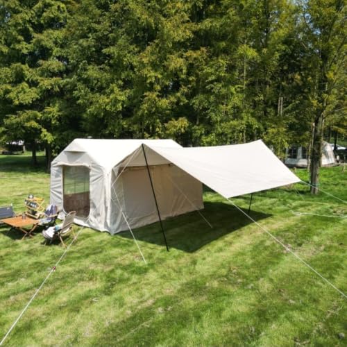 Inflatable Camping Tent with Canopy for Outdoor Use, Waterproof PU3000mm and UPF50+ Protection for Family Glamping