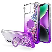 IPhone 14 Plus Hülle Mit Fließendem Glitzer-Design – Klare TPU-Hülle Mit Drehbarem Ring, Roségold