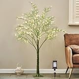 Hairui Lighted Palm Tree 4FT 240 LED Fairy Lights, Faux Plant Tree with Lights for Inside Outside Home Holiday Summer Decoration
